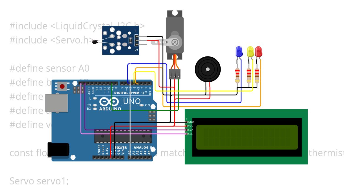 sensor temperatura/led/servo/buzzer simulation