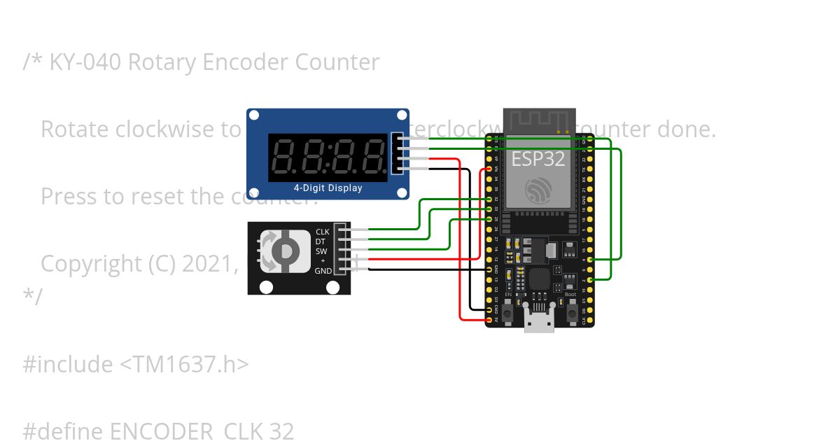 Membuat rotary encoder tampil ke 7 segment simulation