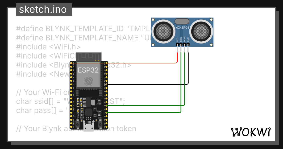 Blynk with esp32 and Ultrasonic distance measurement Copy - Wokwi ESP32 ...