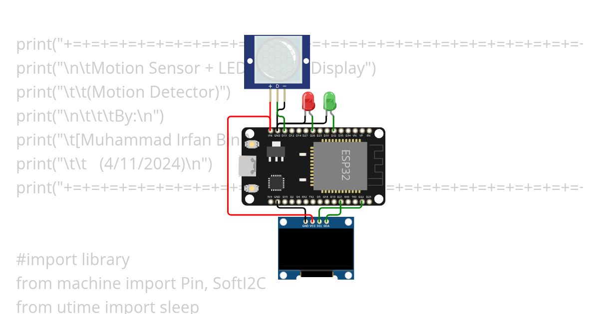 Motion Sensor + Led + Oled simulation