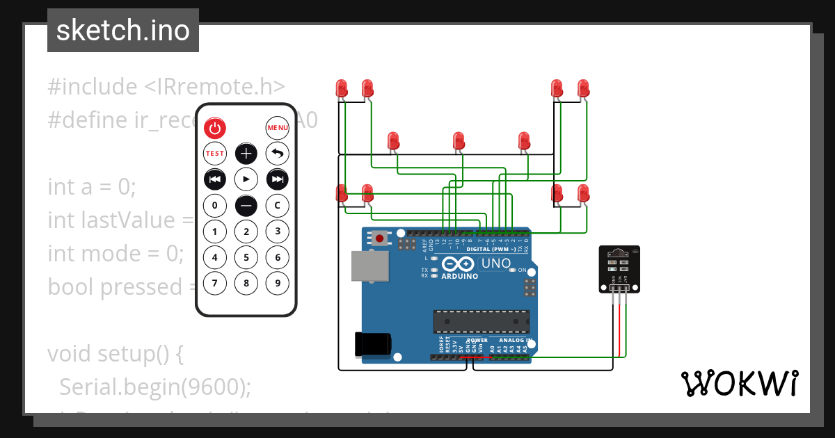 led matrix dengan remote Copy - Wokwi ESP32, STM32, Arduino Simulator