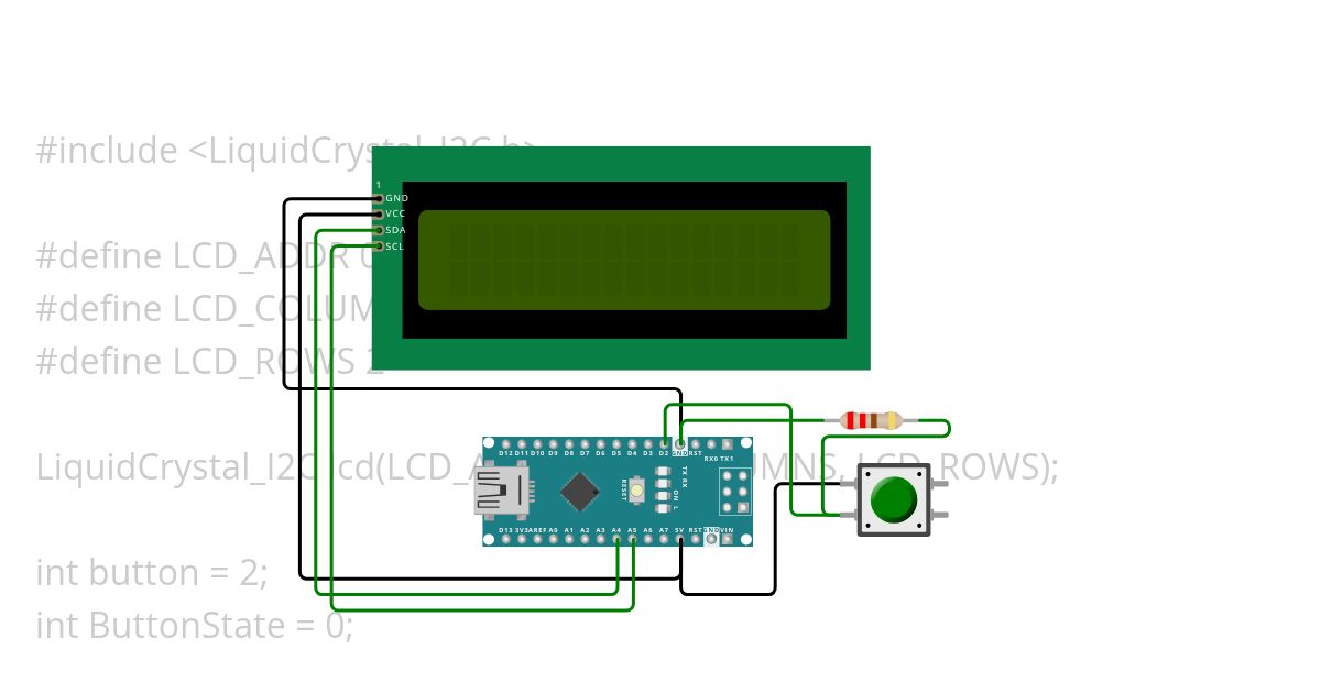 Projekt 7: LCD Display mit Taster  simulation