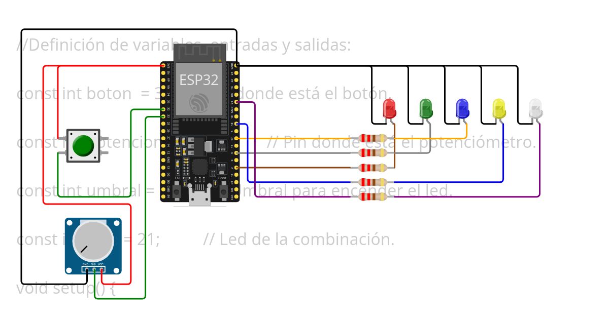 Circuito 5: Potenciómetro y botón  simulation