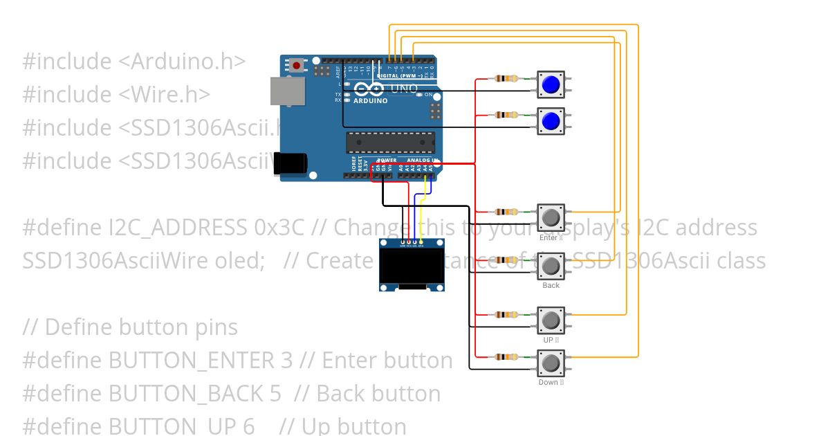 OLED menu with buttons + Inputs simulation