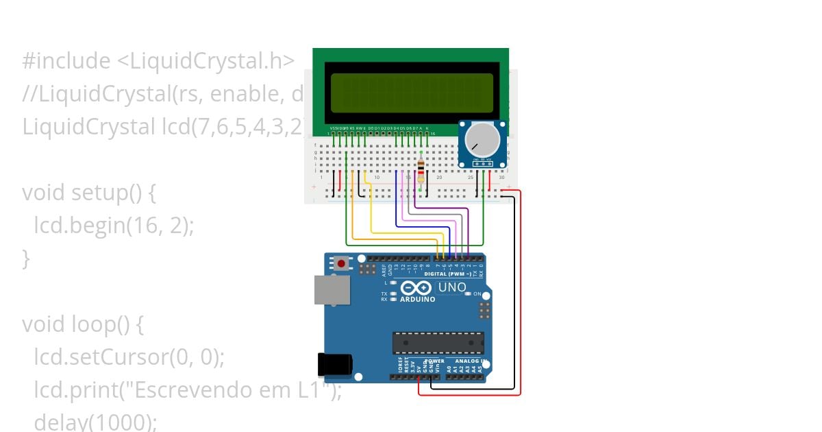 Framework Arduino II: Aula 08 Display LCD 16 x 2 I2C simulation