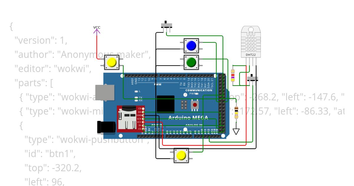 Alarms + timers + buttons simulation