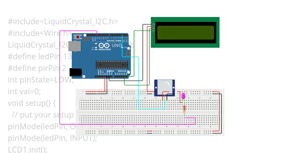 detector de movimiento con lcd  simulation