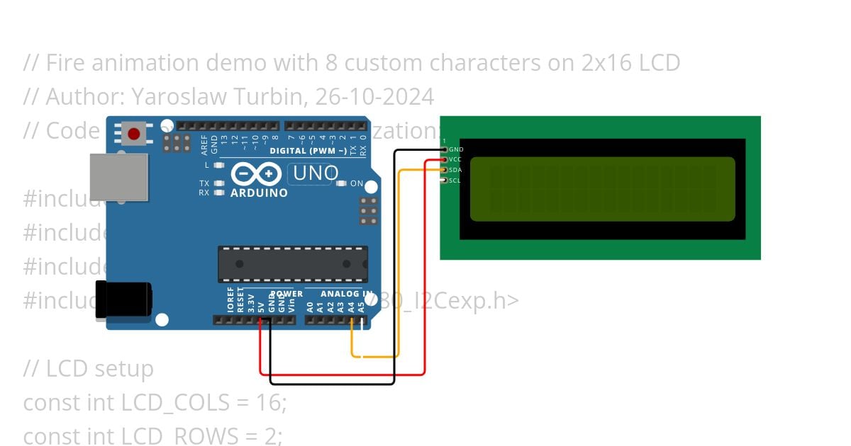 lcd16x2 fire simulation