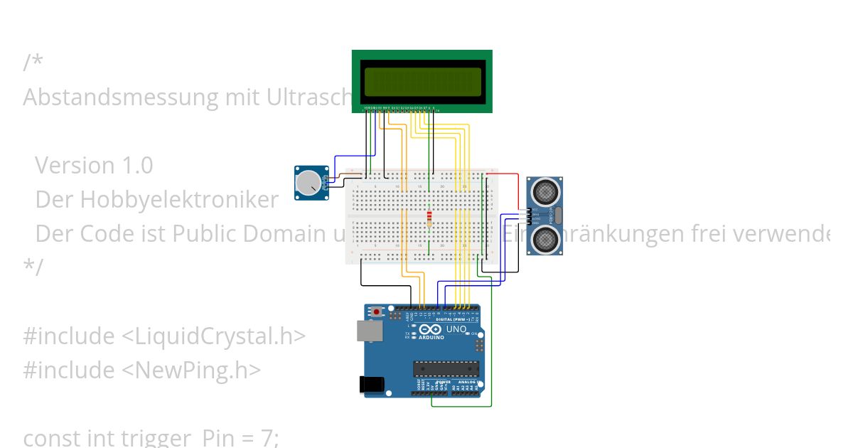 Ultraschall mit NewPing (aus Library)  simulation