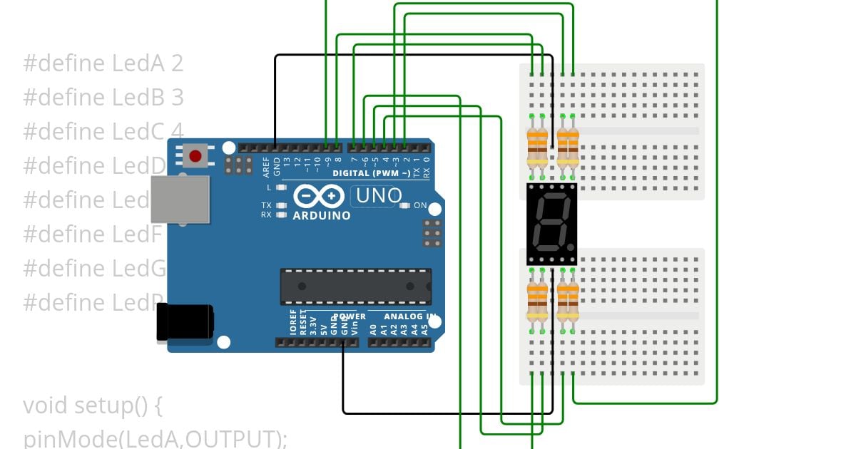 Framework Arduino II: Aula 09 Display 7 Segmentos simulation