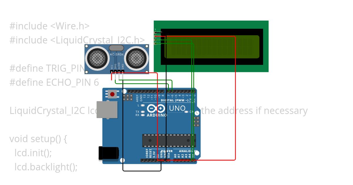 Ultrasonic sensor with LCD(si) simulation