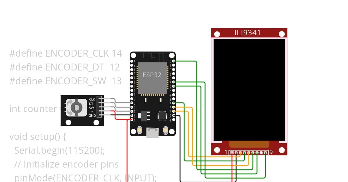 esp32 Encoder Rotativo KY-040 Teste  simulation