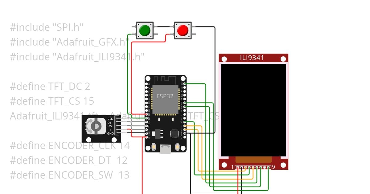 esp32 Encoder Rotativo KY-040 e ILI9341 Teste   simulation