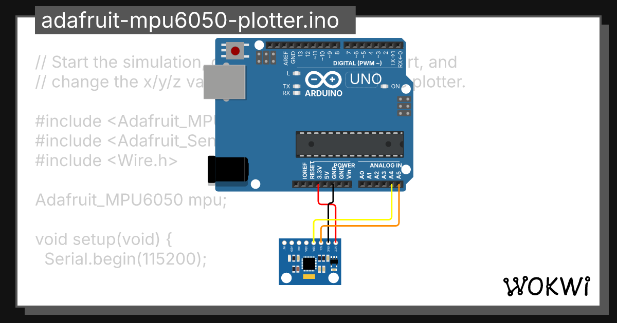 Adafruit mpu6050 plotter ino copy wokwi esp32 stm32 arduino simulator