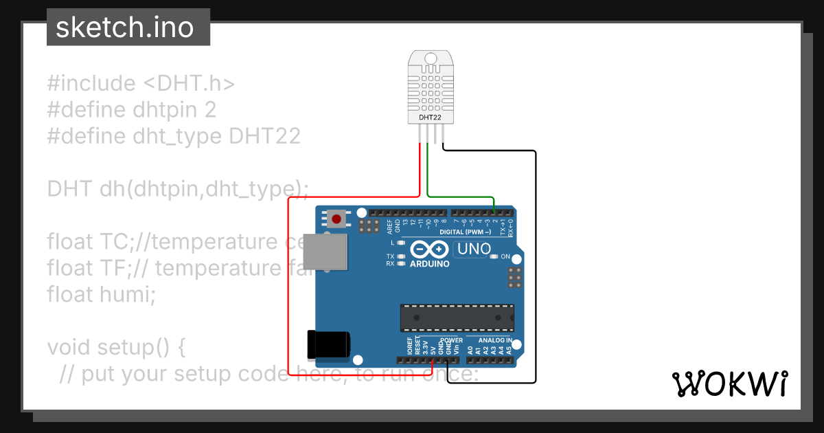 TEMPERATURE AND HUIMIDITY SENSOR - Wokwi ESP32, STM32, Arduino Simulator