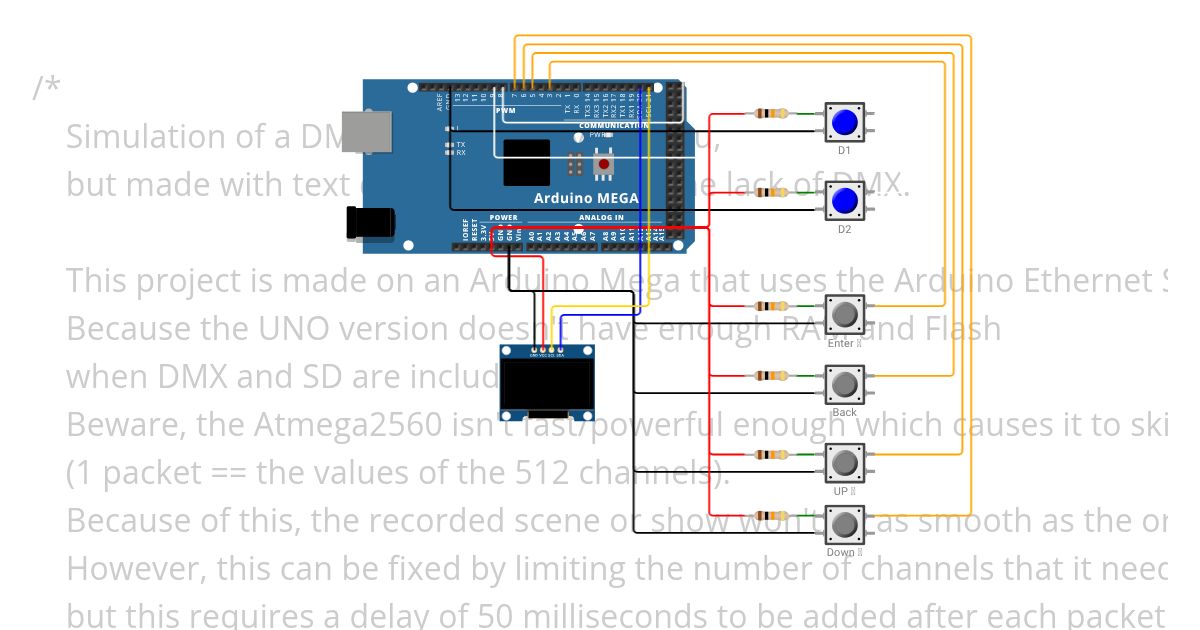 Arduino Mega: Menu Options for DMX-recorder/player simulation