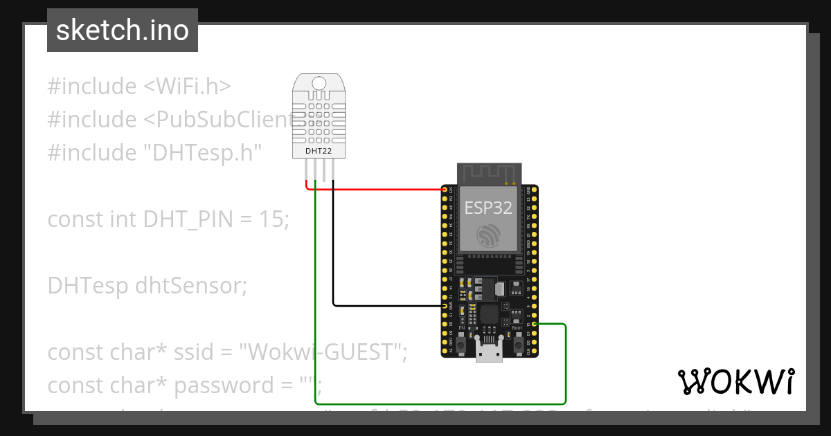 DHT22 Sensor - Wokwi ESP32, STM32, Arduino Simulator