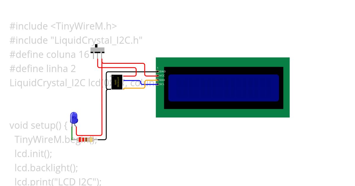 attiny i2c LCD  simulation
