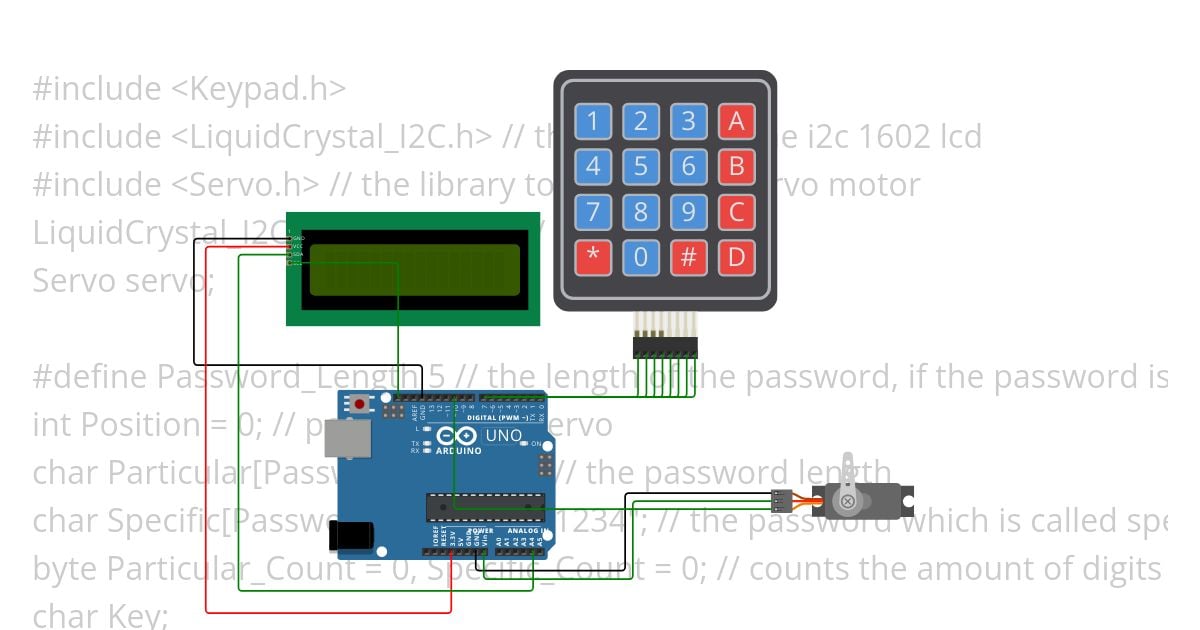 lcd + servo + keypad  simulation