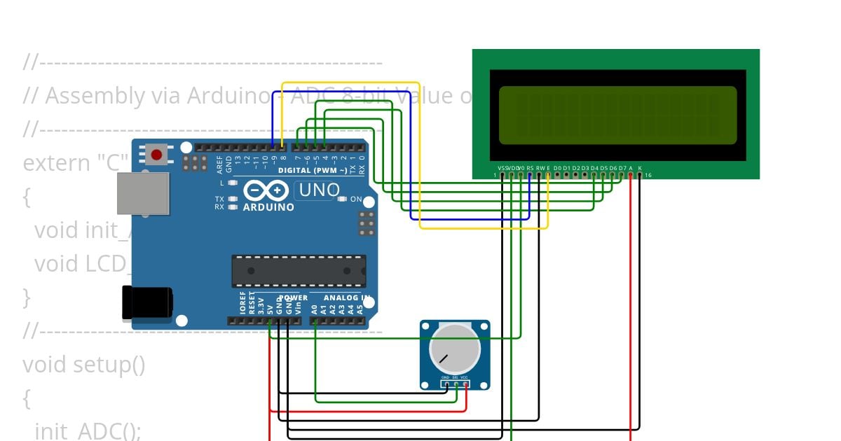 assembly LCD potensio decimal simulation