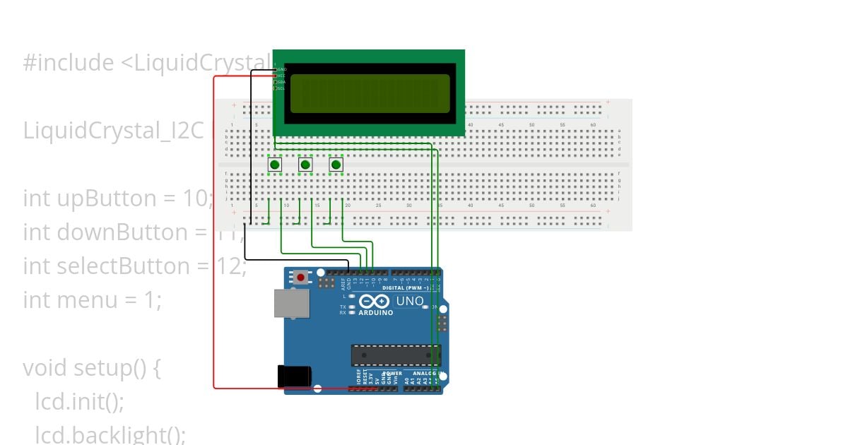 Test Menu LCD 16*2 simulation