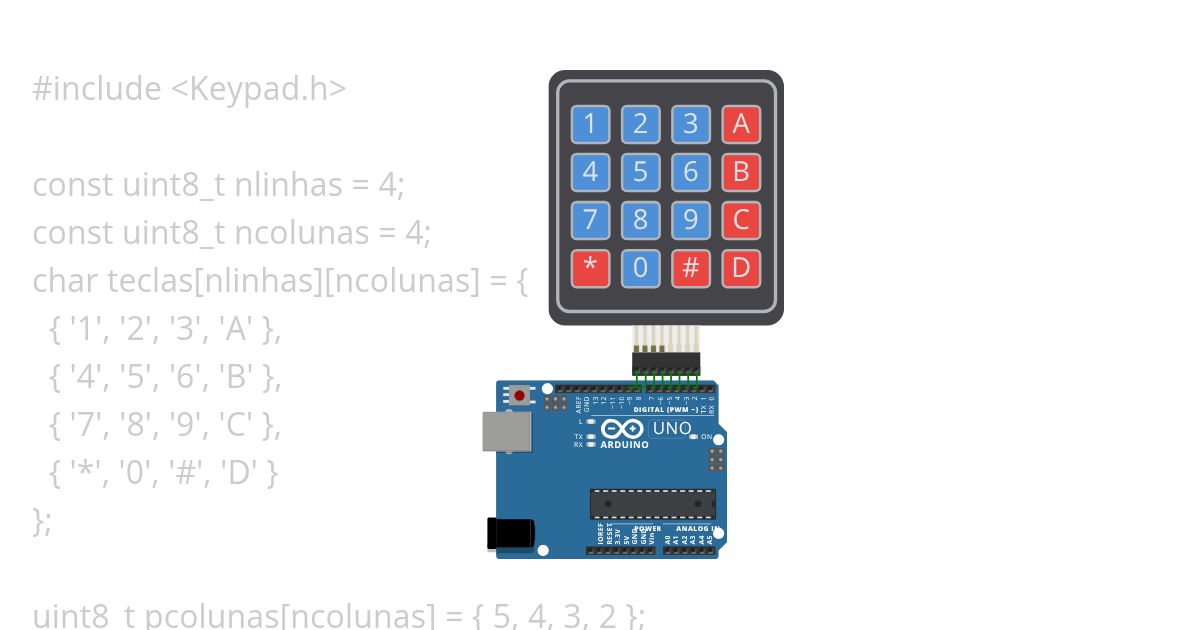 Framework Arduino II: Aula 12 Teclado Matricial simulation