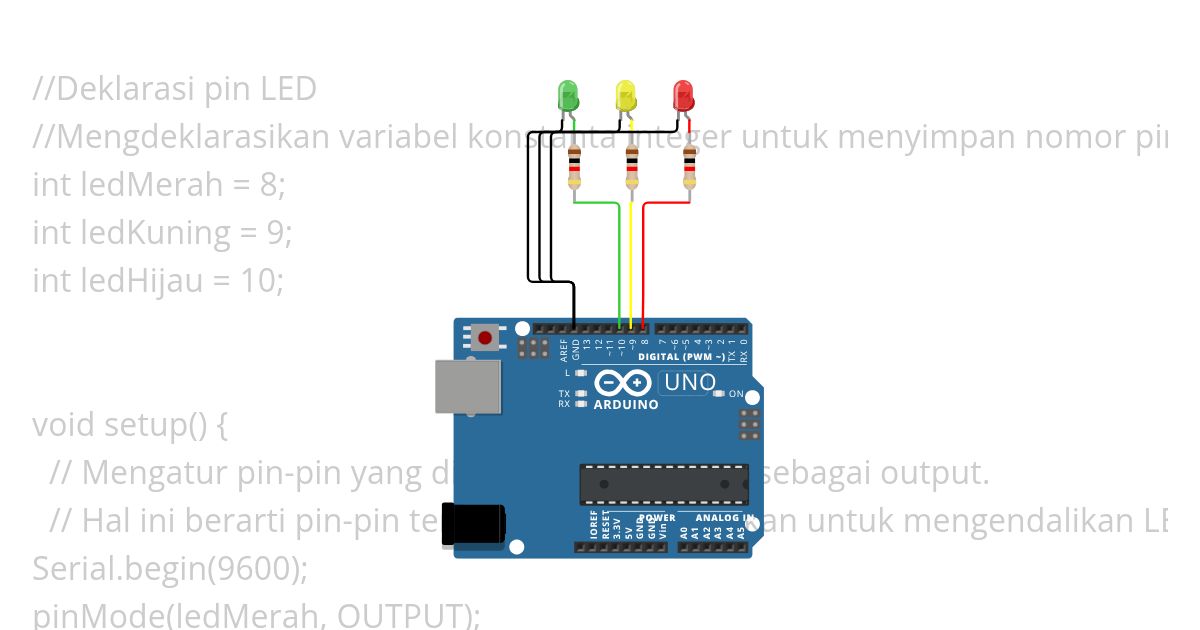 Latihan Praktikum LED dan Arduino dengan Wokwi 2 simulation
