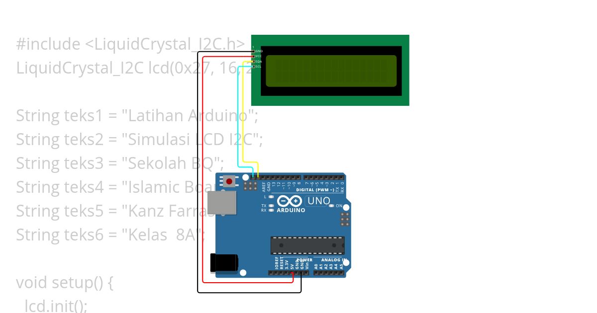 Latihan Praktikum LCD dan Arduino dengan Wokwi 2 simulation