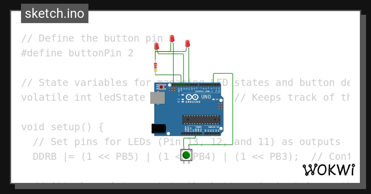 Push Button LED Control Copy - Wokwi ESP32, STM32, Arduino Simulator