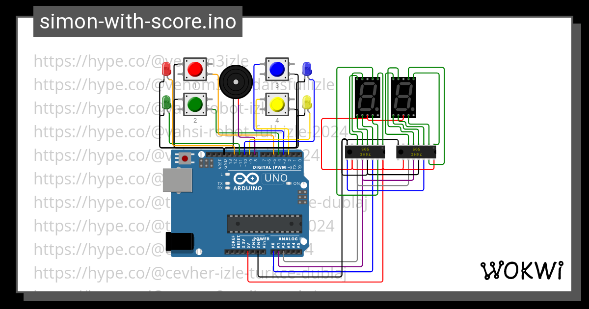 simonwithscore.ino Copy Wokwi ESP32, STM32, Arduino Simulator