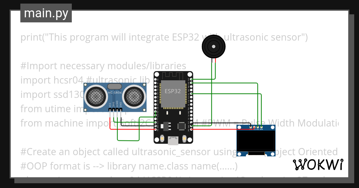 Ultrasonic sensor - Wokwi ESP32, STM32, Arduino Simulator