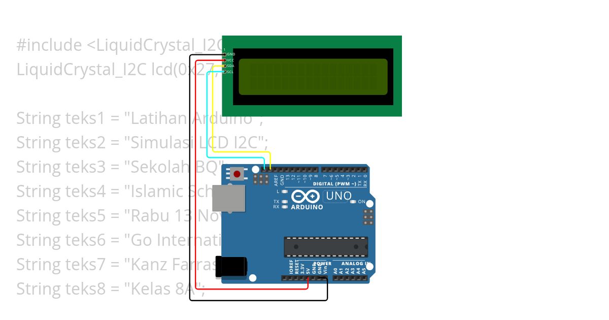 Latihan Praktikum LCD dan Arduino dengan Wokwi 3 simulation