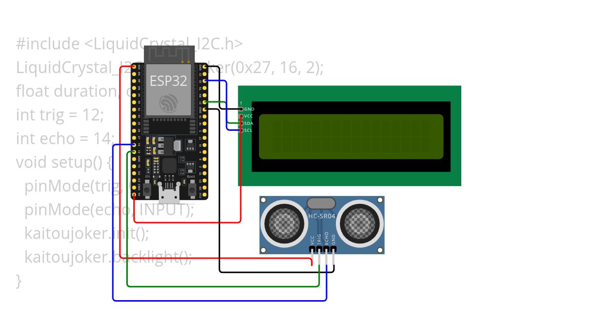 ultrosonic with lcd display simulation