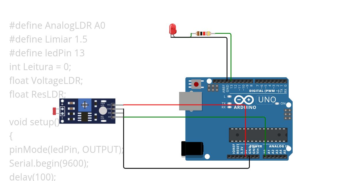 Sensor de luz - LDR  Copy simulation