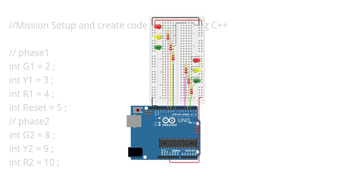 create code C++ Design control system to turn on/off lights. simulation