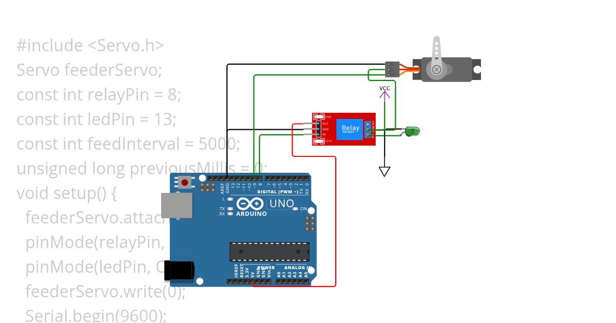 Fish Feeder with Relay Switch simulation