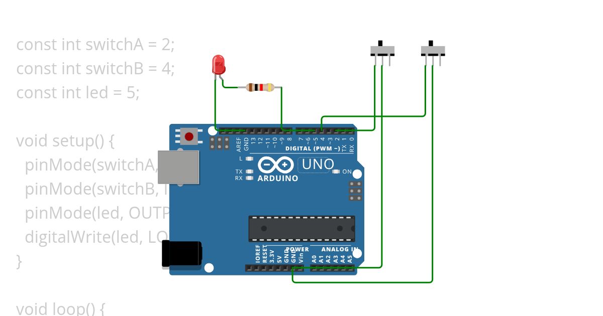 Led com 2 switch simulation