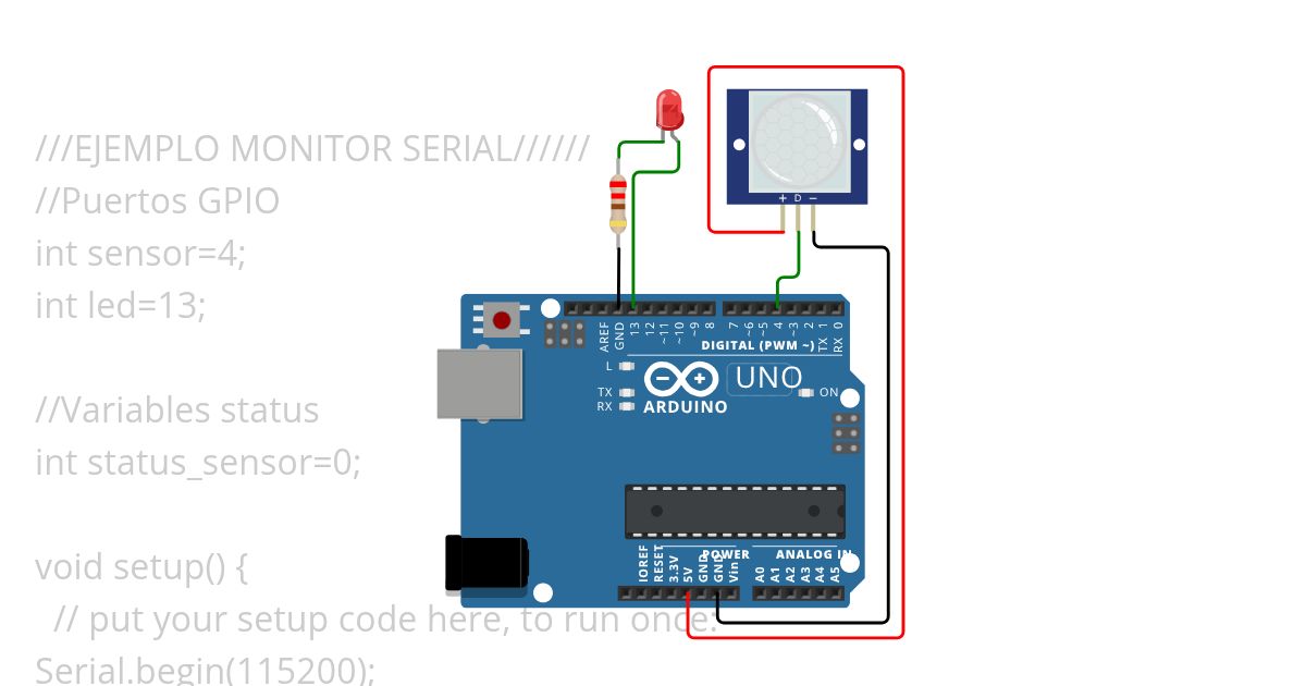 ARDUINO UNO - PIR Monitor Serial  simulation
