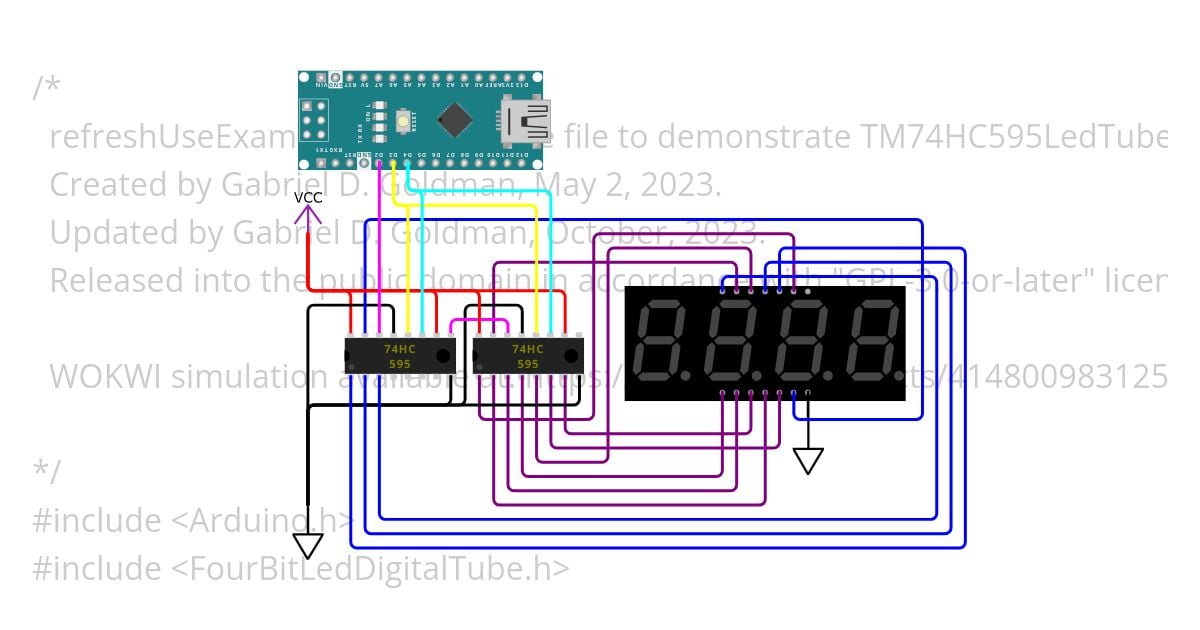 FourBitLedDigitalTube/refreshUseExample simulation