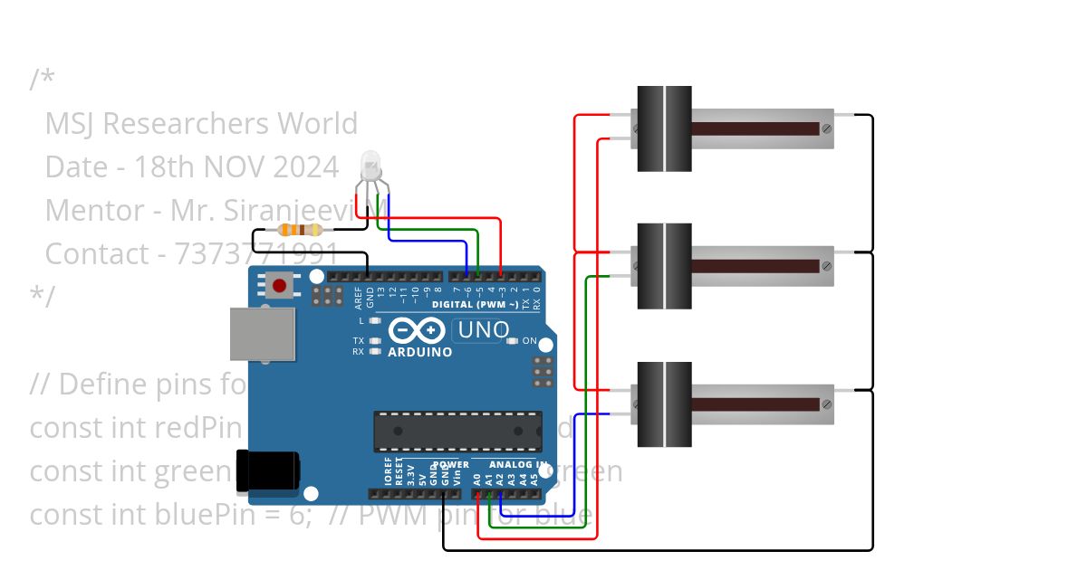 Task 12 RGB LED Control Via Slider simulation