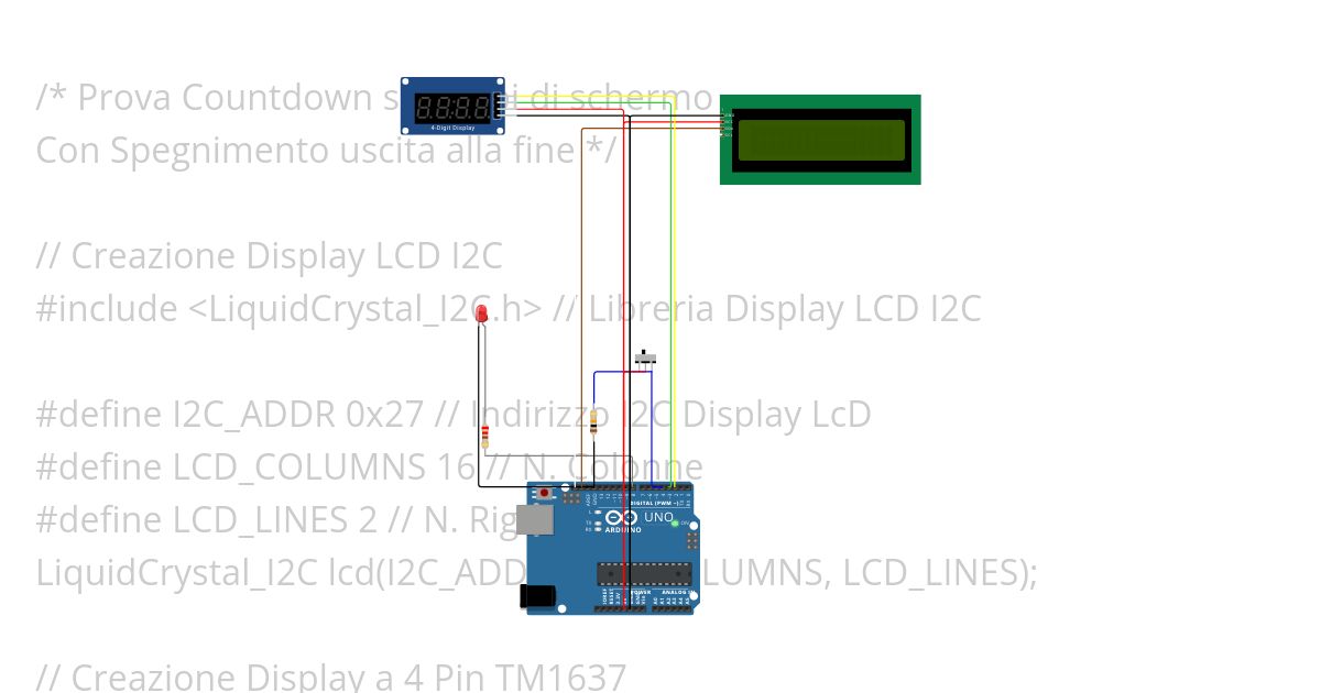 Prova Conteggio 2 Display I2C simulation