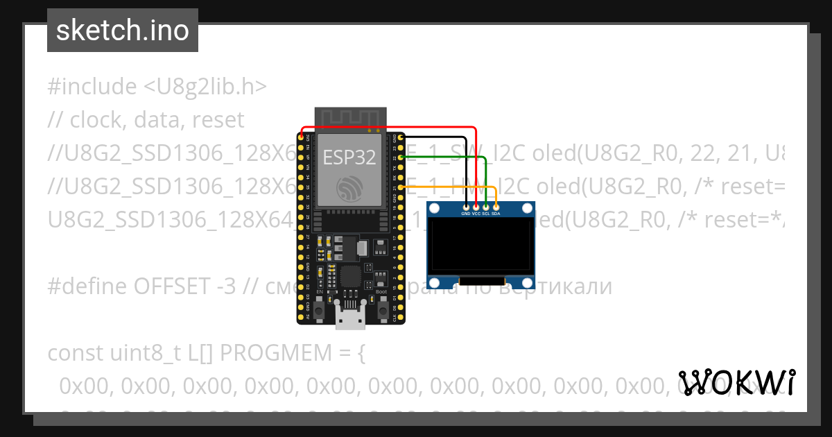 esp u8g2 test - Wokwi ESP32, STM32, Arduino Simulator