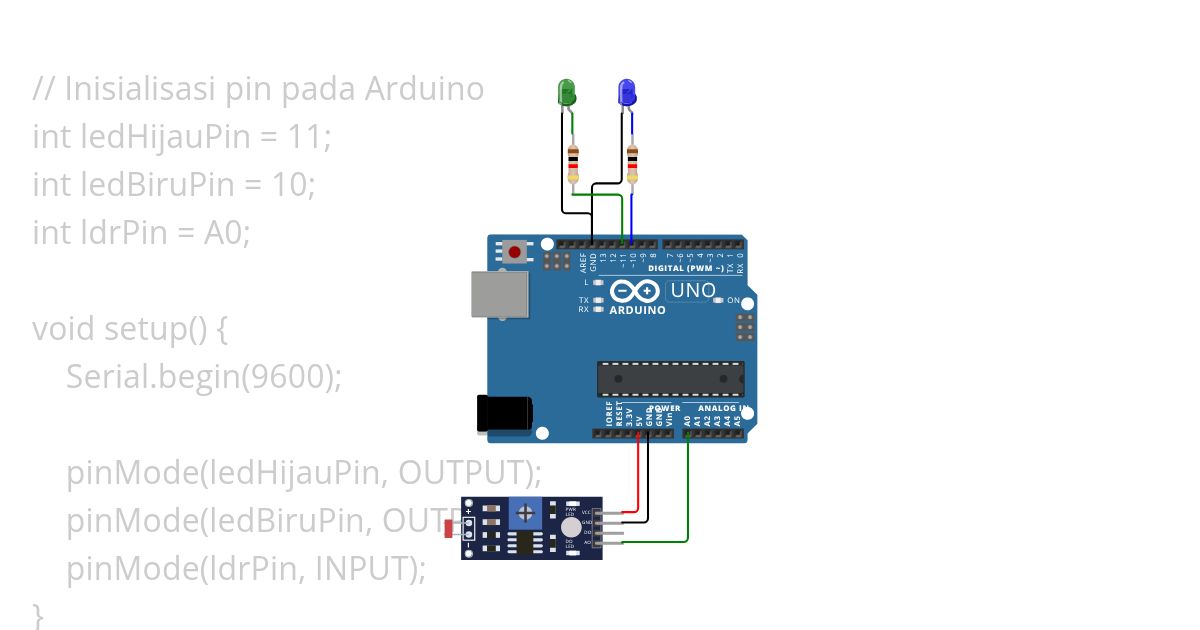 Latihan Simulasi Sensor LDR dan Arduino dengan Wokwi di Visual Studio simulation
