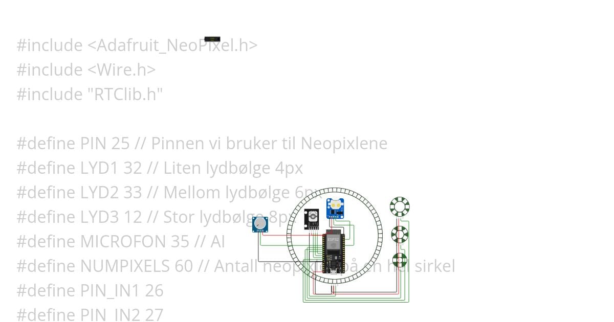 Klokke ESP32 Countdown støy simulation