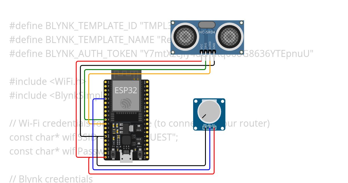 Blynk - Ultrsonic + pot simulation