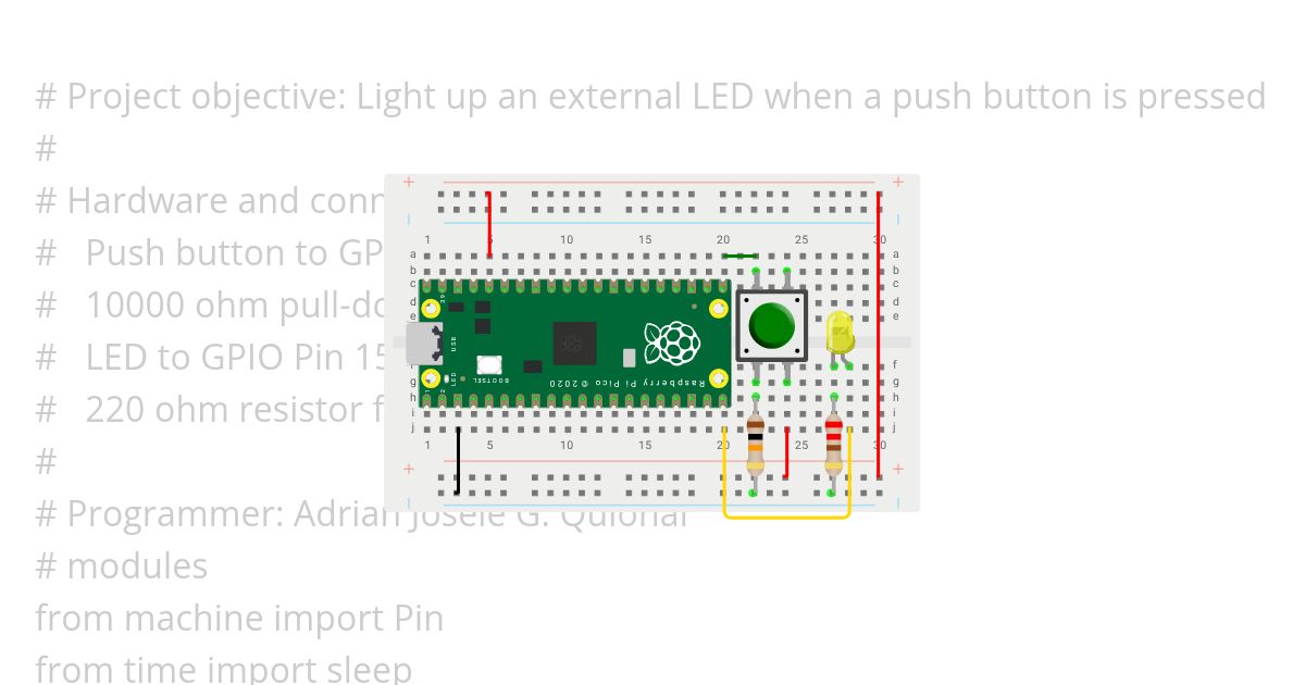 Raspberry Pi Pico Push Button and LED Copy (2) simulation