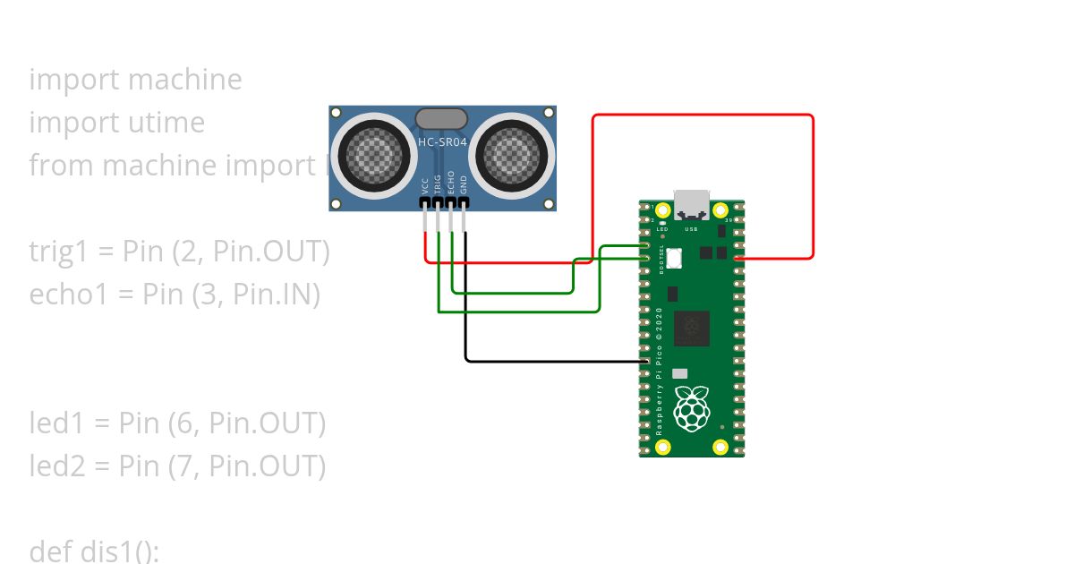 Raspberry Pi Pico Ultrasonic sensor  Copy (2) simulation