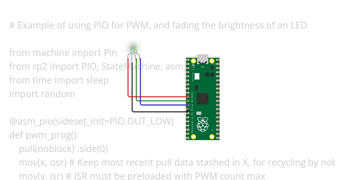 PIO PWM RGB LED simulation