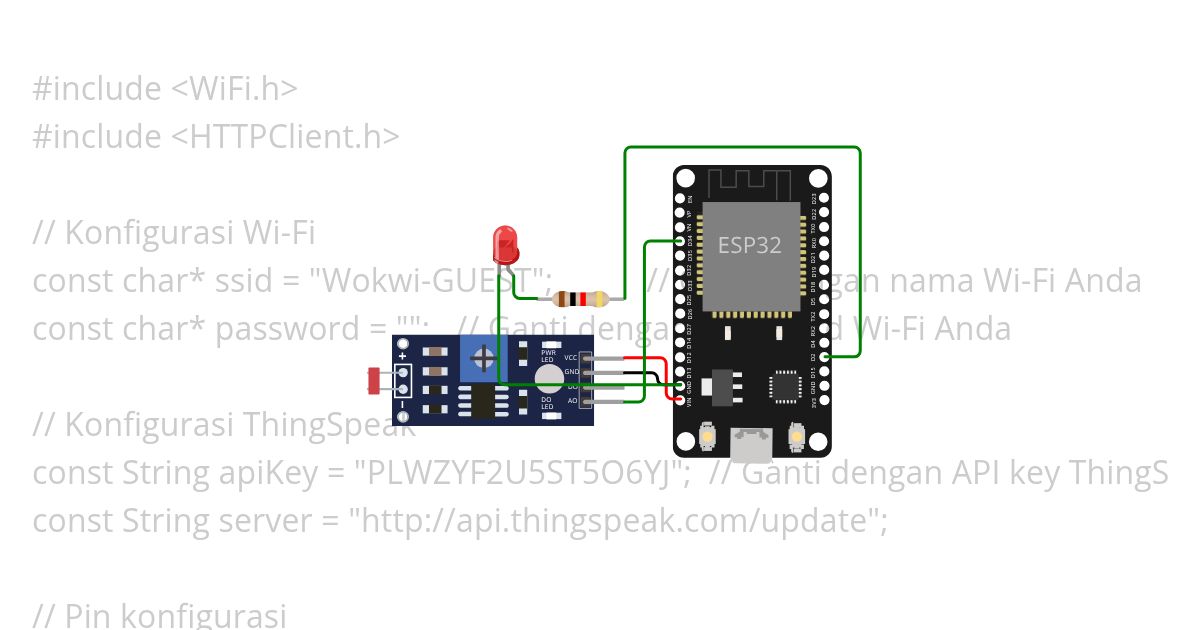 sensor LDR analog led  UJB simulation
