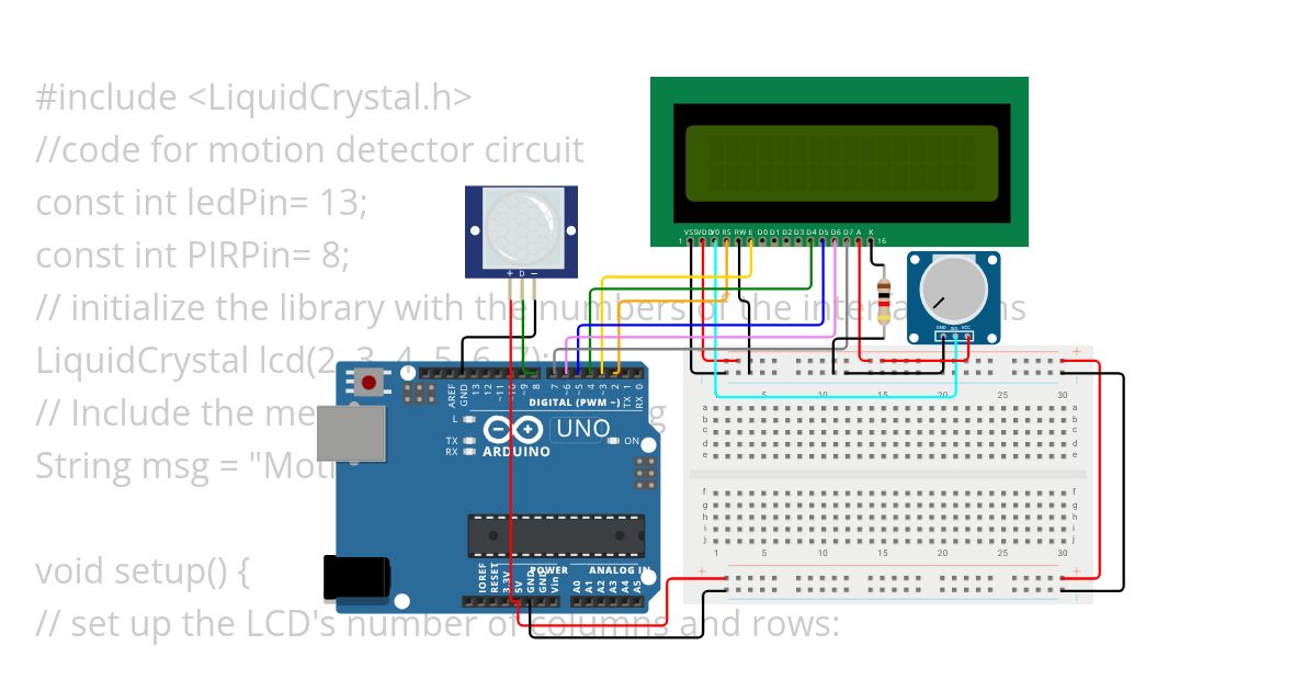 pir sensor+lcd display simulation